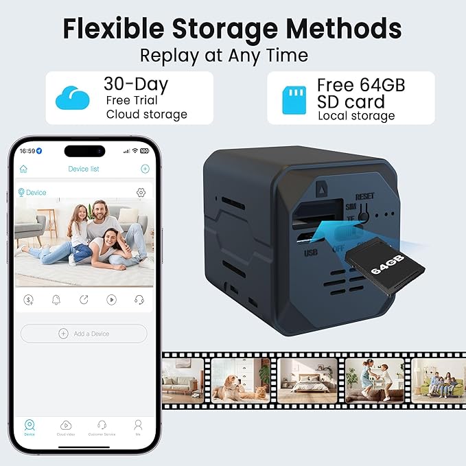 4K Security Camera with 64GB SD Card, Battery Powered Security Cam, 100-Day Standby, AI Human Detection, Night Vision, Real-Time Alert, Baby Monitor, Pet Cam for Home or Office