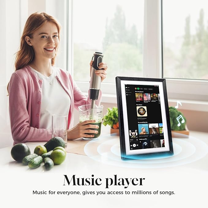 15.6" All-in-one Smart Display|Digital Google Calendar No Subscription|Picture Frame with Anti-Glare Touchscreen|Built-in Li-Battery|Wall-Mount or Desktop|Google Home Hub,App Store (15.6" Walnut Wood)