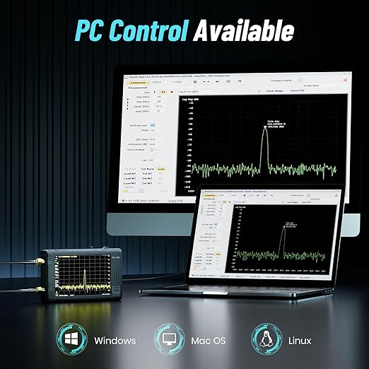 SeeSii TinySA Ultra+ ZS407 7.3GHz Spectrum Analyzer: 2025 Upgraded 4 Inch HW V0.5.4 100kHz-7.3GHz Handheld Tiny Frequency Analyzer - 2-in-1 RF Signal Generator 100kHz to 900MHz MF/HF/VHF UHF