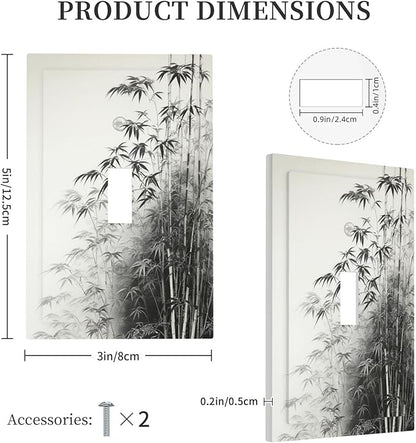 Watercolor Vintage Ink Bamboo Forest Single Toggle Light Switch Cover plate Outlet Cover Decorative Switchplate Wall Plates Electrical Panel Cover for Bathroom Living Room 5 X 3 IN