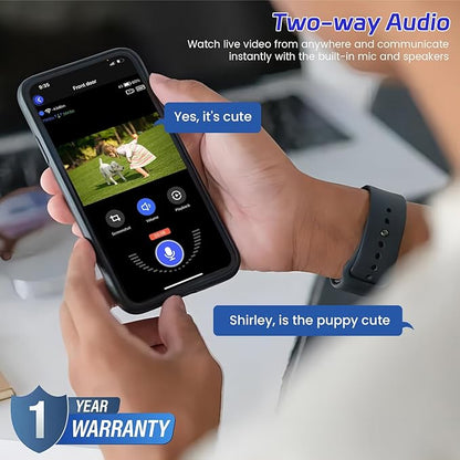 1080P Wireless Video Doorbell Camera, Night Vision, Cloud Storage (Sold Separately), 2.4GHz Wi-Fi Only, Smart AI Human Detection, Real-Time Alert, 2-Way Audio, Battery Powered