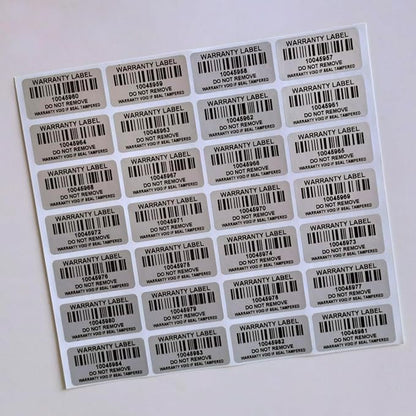 Tamper Evident Proof Barcode Stickers with Individual Serial Number Security Warranty Void Sticker,Sealing Label for Package(150pcs 1.6x0.8 inches,Matte Silver)