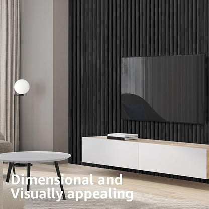 Art3d Slat Wall Panels, WPC Soundproof 3D Wall Paneling for Interior Wall Decor, TV Background, 8-Pack 96 x 6 in. Black