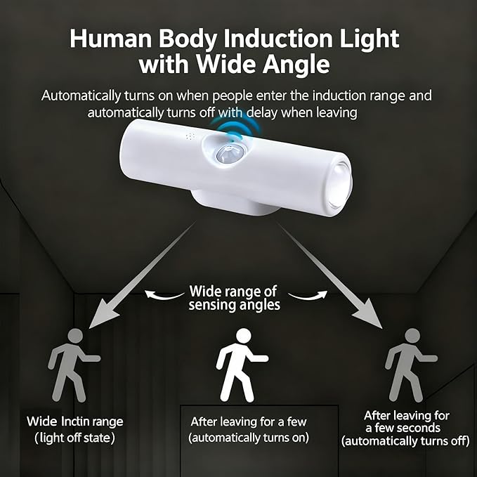 Rechargeable Smart LED Motion Sensor Ambient Light, Punch-Free Color Changing Motion Sensor Light for Stairs, Wardrobe, Cabinet (4Pcs,Wood, 3 Colors)