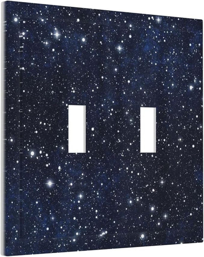 Decorative Light Switch Cover Night Sky Star Cosmic Starry Fantasy Galaxy Universe Space Double Toggle Switchplate 2 Gang Personalized Wall Plate Switchcovers Decora Light Switch Plate