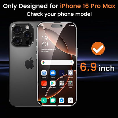 4+4 Pack Privacy Screen Protector for iPhone 16 Pro Max 6.9-Inch with 4 Pack Camera Lens Protector, Anti Spy Tempered Glass Film 9H Hardness Case Friendly