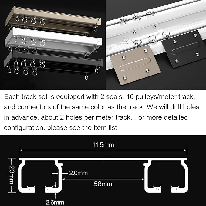 Ceiling Mounted Curtain Track System - Double Rails for Curtains & Drapes - Room Dividers - Sliding Curtain Rail for Window (white, 4.5m)