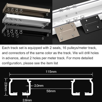 Ceiling Mounted Curtain Track System - Double Rails for Curtains & Drapes - Room Dividers - Sliding Curtain Rail for Window (white, 4.5m)