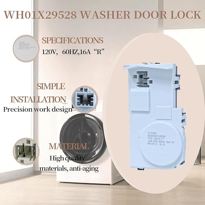 Upgrade WH01X29528 Washer Door Lock Replacement Compatible with GE Washer Parts, Replaces AP6985313, EAP12749276, 4958749, PS12749276, PD00060769