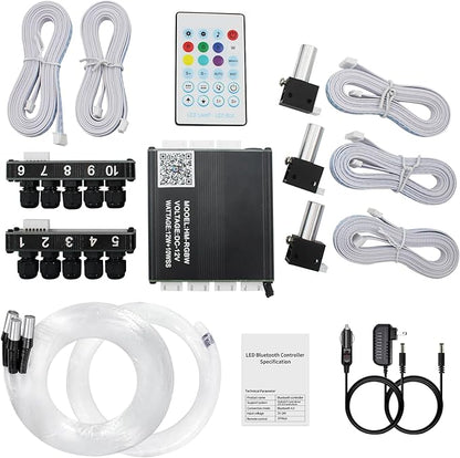 Split Starlight Headliner Kit with Meteor & Music Effect, 22W 3+10 Holes RGBW 1050pcs 0.02in x 4.9ft Fiber Optic Lights Kit, Star Light Headliner Kit for Car Truck Jeep, App & Remote