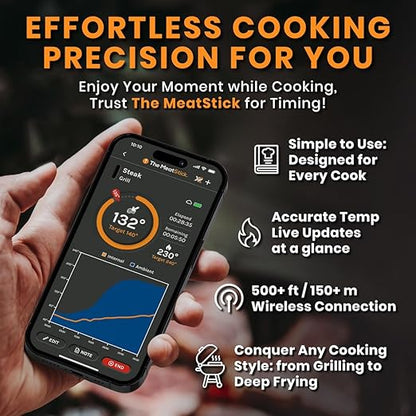 MeatStick X – Smart Wireless Meat Probe for Grilling, Smoking & BBQ | 500ft+ Bluetooth Range | Works in Oven, Smoker & Grill