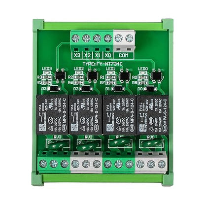 Relay Board, Relay Module 4 Channel 1 SPDT DIN Rail Mount 24V DC/AC, Interface Board(FY-T734C-D24)
