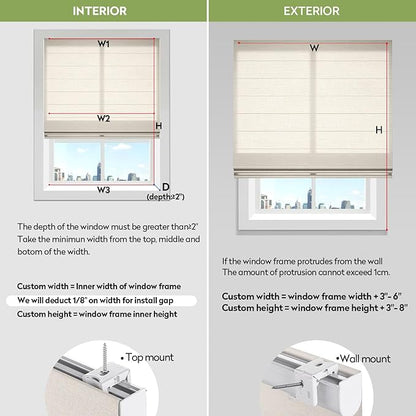 ZSTARR Smart Roman Shades Rechargeable Motorized Blinds with Remote Light Filtering Roman Window Shades Plain Fold Soft for Doors Bedroom, Custom Size (Sheer Beige)