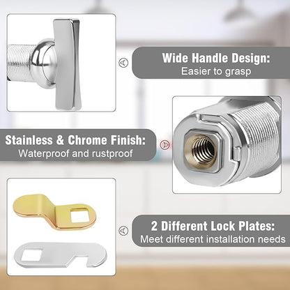 Sartaute 5/8' 5PCS Thumb Operated Offset Cabinet Locks, Keyless Non-Locking RV Compartment Lock, Fits on Camper, Vehicles, Files Drawers