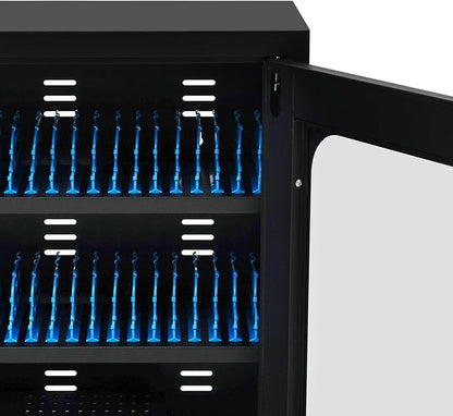 40-Slot Cell Phone Charging Station Cabinet with USB, 400W High-Power Portable Mobile Charging Locker with Wheels & Lockable Tempered Glass Door (Black)