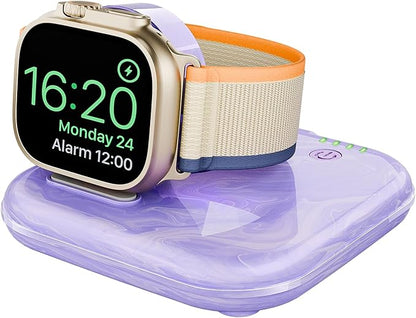 Portable for Apple Watch Charger 2000mAh - Foldable Magnetic Power Bank for Series 2-10/SE/Ultra1/2, Emergency Backup Charger with Type-C Travel Cable