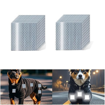 Non Fading White Reflective Stickers 3 inch X 3 inch, Outdoor Waterproof High Visibility Warning Safety Adhesive Reflector Tape (20 Pcs)