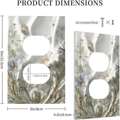 Artistic Flowers Floral Plant Duplex Outlet Decorative Light Switch Covers Electrical Faceplate Switch Plates for Bathroom Kitchen Home