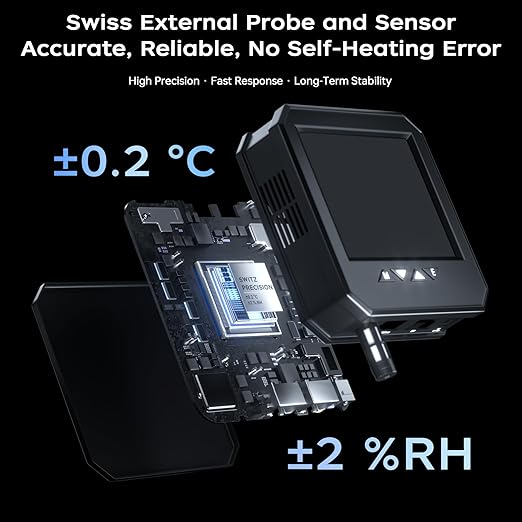 APEM-5930 Ethernet Temperature Humidity Sensor, PoE Server Room Monitor with Web Interface, SNMP Modbus MQTT Support, Dual Power, IP55, Data Logging, Alarm & Relay Output for IT & Industrial Use