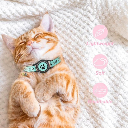 GPS Tracker for Cats, Waterproof GPS Cat Trackers Cats Collar with Bells, No Subscription, GPS Cat Collar, Adapt with Apple Find My (iOS Only) Finder Tag for items Pets Christmas Gift (Blue)