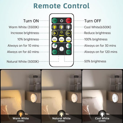 LED Closet Step Lights Motion Sensor Puck Light Compatible with Charging Station, 3 Colors Temperatures USB Rechargeable Indoor Under Cabinet Lighting(6 Pack, Without Charge Stand)