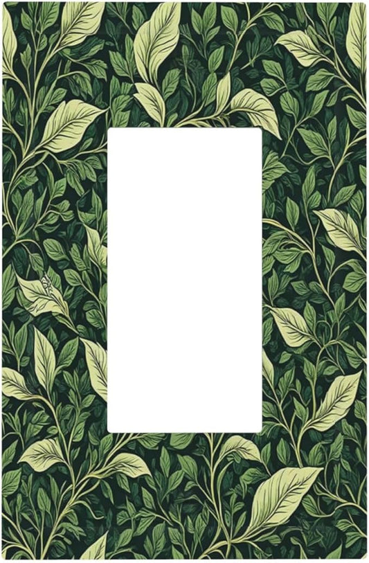 Outlet Covers Vintage Green Plant Leaves 1 Gang Wall Plates Single Rocker Light Switch Covers Decorative Switch Plates Electrical GFCI Panel Covers for Home Office Decor 5 X 3 IN