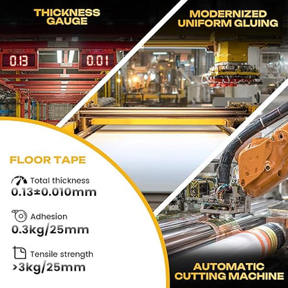 Industrial Black & White Caution Tape 2-Pack | 2in x 108ft Floor Marking Tape | Waterproof & Forklift-Proof | Long-Lasting for Warehouse, Factory, Parking