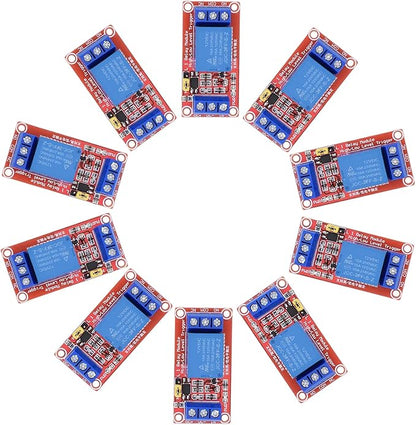 DC 12V Relay Module 1-Channel Relay Switch with Optocoupler Isolation High/Low Level Trigger, Pack of 10