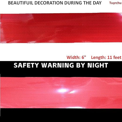 Non Fading Reflective Tape Red Outdoor Waterproof 6 inch, High Visibility Warning Industrial Marking Tape, Safety Stickers (11 feet)