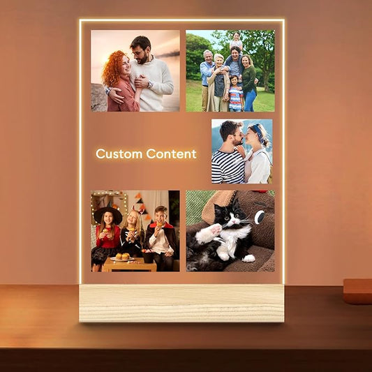 Personalized Picture Frame, Custom Tabletop Photo Frame with Light, Customized Gift for Mom/Father/Kid/Friend/Pet - Birthday, Valentine’s Day, Mother's Day, Father's Day, Christmas (R07)