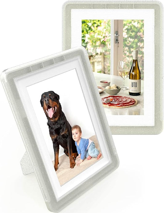5x7 Picture Frame, Clear Acrylic Photo Frame with White Mat for 4x6 Photos, One-Piece Shatterproof Tool-Free Design, UV-Resistant Waterproof Tabletop Frame for Home Office Decor with 10-Year Warranty