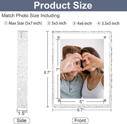 5x7 Picture Frames, Refined Crystal-Clear Acrylic Photo Frame, Wall & Tabletop Display Frames, Modern Floating Style for Home Office Decoration, Transparent (1 Pack)
