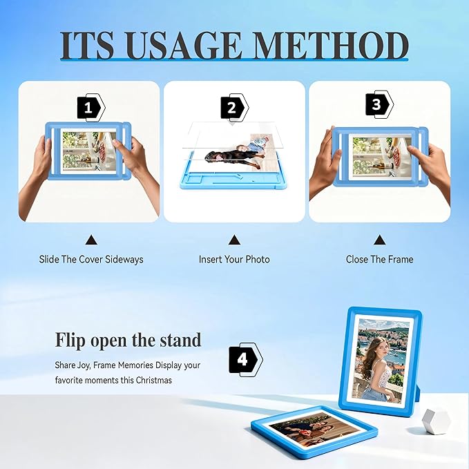 Blue 5x7 Picture Frame with Acrylic Front, ABS Frame for 5x7 or 4x6 Photos, Shatterproof UV-Resistant Tabletop Photo Frame, Vertical/Horizontal Display for Home Décor
