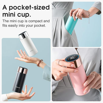 Vsitoo Smart self cleaning Insulated Water Bottle, 8.5oz Stainless Steel Vacuum Flask, AI Self-Clean, 30-Day Battery Life, BPA-Free, Magnetic Charging, Portable Travel Mug Gifts for Men Women, Blue