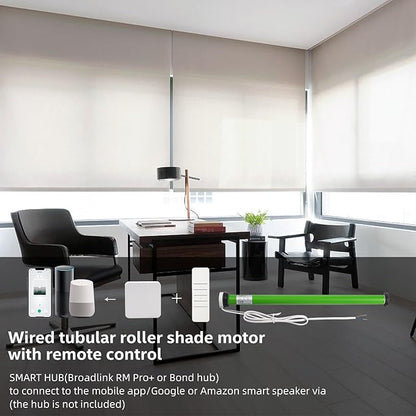 AC100-260V Wired Roller Blind Motor, DM25 Roller Shades Tubular Motor for 1-1/2"(38mm) Tube, Works with Alexa & App (Requires Smart Hub)