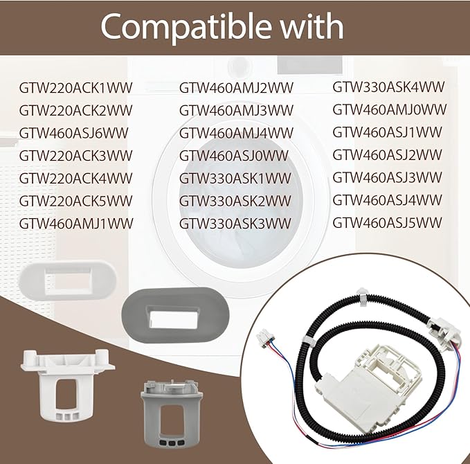 290D3070P002 Washer Lid Lock Switch Washing Machine Lock Assembly Compatible with Ge Washer ETW485ASW0WB GTW325ASW0WW GTW385ASW0WS GTW485ASW0WB