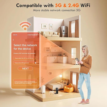 Automatic Cat Feeder with Dual Camera, 5G WiFi App Control: 5L Automatic Dog Food Storage Container with 2K HD Video and Laser Pet Toy, Dual Power Timed Smart Pet Food Dispenser for Cats&Dogs