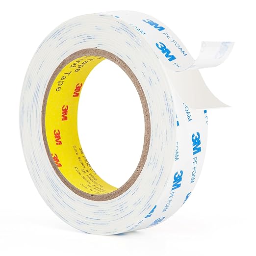 3M 1600T Double Sided Tape, PE Foam Tape 0.75" x 18 Ft White Removable Strong Adhesive No Residue for RV Picture Hanging, Posters Frames Wall Decor Indoor & Outdoor Use