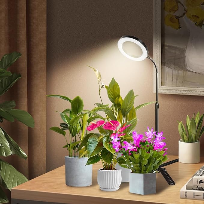 YEOLEH Plant Light for Indoor Growing Plants 6000K Full Spectrum LED Grow Lamp with Dimmable & Auto Timer