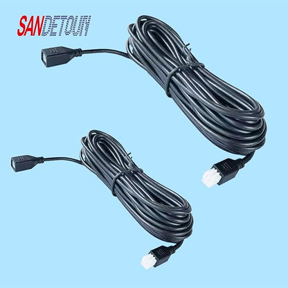 2-Pack Parking Sensor Extension Cable - Includes Two 4.5m (14.763ft) Cables for Extended Pickup Trucks, Sedans, and Vans; Compatible with Front Bumper Sensor Probe Installation