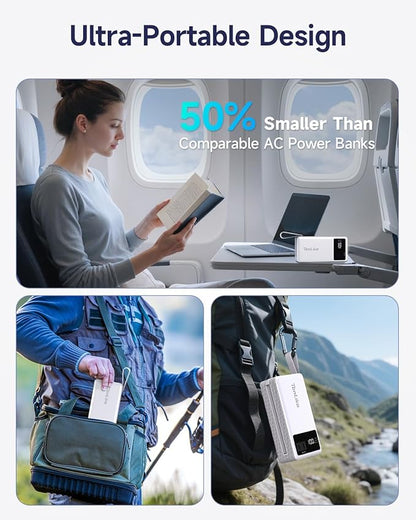 Power Bank with AC Outlet 99.9Wh Portable Power Stationr Camping Essentials Small Electric Generator Large Lithium Battery with 110V 80W Rated 120W Peak AC Plug in Output 60W Type-C Outdoor Emergency