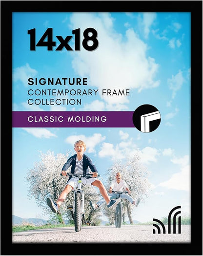 Americanflat 14x18 Picture Frame with Polished Plexiglass - Signature Collection - Gallery-Style Frames Made of Engineered Wood - Photo Frame for Wall Display - Black