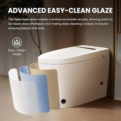 Smart Non-Electric Bidet Toilet - One-Piece Toilet with Dual Flush (Foot Pedal & Button) | Dual Nozzle Wash | Complete Installation Kit