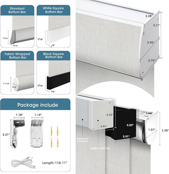 SmartWings Motorized 100% Blackout Shades Blinds, Custom Size, Cordless Window Shades with Rechargeable Battery, Work with Matter/Apple HomeKit, Alexa, Thread/Zigbee, Remote Optional, Vigor White