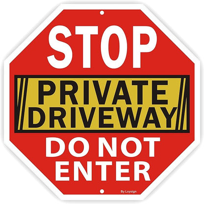 Stop Sign, Do Not Enter Private Driveway Sign, 12" x 12" Reflective Aluminum sign, Fade Resistant Durable UV and Octagon Shaped, Easy Mounting