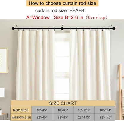 Industrial Curtain Rods 18 to 88 in,Wrap Around Rods, Adjustable Curtain Pole,1 in Diameter Pipe Wall or Ceiling Mounted,for Living Room(Brushed Crimson Black18” to 88”)