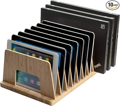 MobileVision Bamboo Device Organizer for Smartphones, Tablets and Laptops, 10 Slots