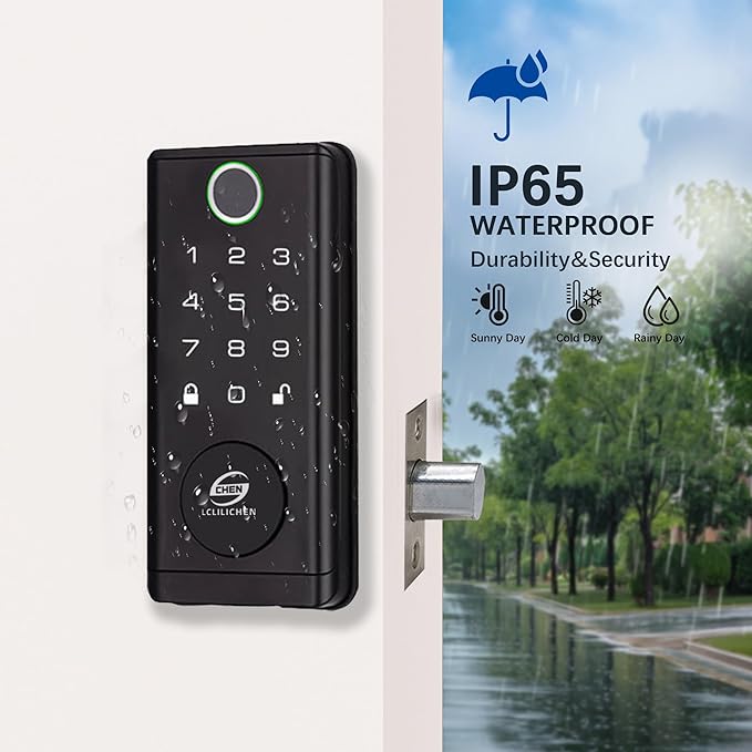 Smart Door Lock, Keyless Entry Deadbolt with Fingerprint, Biometric Electronic Door Lock with Keypad & App Control, Easy Installation for Front Door, Home, Office