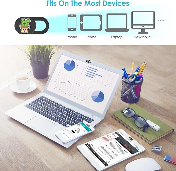 Webcam Cover Slide, Laptop Camera Cover for Privacy, MacBook Camera Cover Slide Fits for Smartphone, Tablet, MacBook, Ultra Thin Design, Strong Adhesive, Easy to Install, Protect Your Privacy