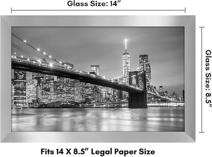 Americanflat 8.5x14 Picture Frame with Shatter-Resistant Glass - Signature Collection - Gallery-Style Frames Made of Engineered Wood - Photo Frame for Wall Display - Silver